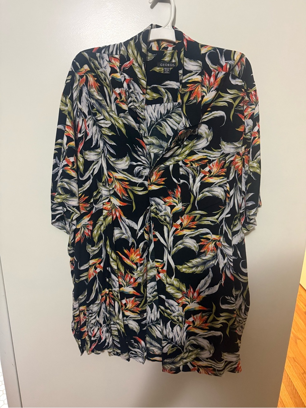 George Black Tropical Floral Collared Shirt